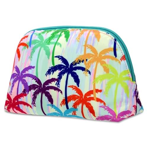 iscream + Corey Paige 8.25" x 5" Fully Lined Wide Zipper Opening Cosmetic Bag - Palm Trees