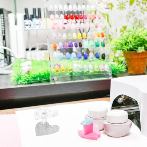 Heart-Shaped Pencil Holder Acrylic Nail Brush Stand Silver Nail Polish Holder for Art Storage and Salon Accessories