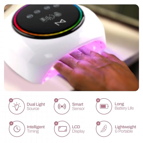M - HaloLite LED Nail Curing Lamp 98W, 32 LEDs, Wireless Rechargeable with 5200mAh Battery, Fast UV/LED Gel Nail Dryer for Salon & Home Use, Long-Lasting, Portable, Cordless Design (Black)