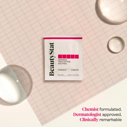 BeautyStat Triple Action One-Step Daily Exfoliating Peel Pad for Uneven Tone, Texture, Fine Lines, Enlarged Pores - Gentle Exfoliator Pad with AHAs, BHAs, Glucosamine to Brighten