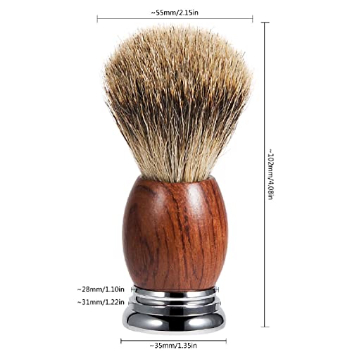 Grandslam Safety Razor Shaving Kit for Men,Pure Badger Hair Brush and Double Edge Safety Razor with Rosewood Handle, Stainless Steel Shaving Stand and Double Layer Large Bowl with 10 Blade