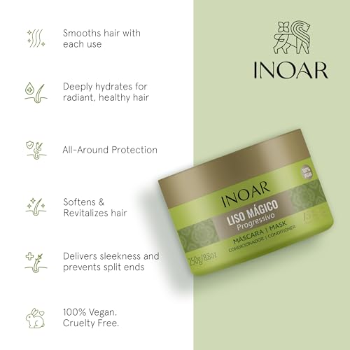 Inoar Liso M?gico Hair Mask with Jasmine Extract for Frizz Control & Deep Hydration, 6.7 oz