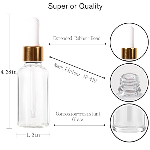 48P-1oz,Glass Dropper Bottle for Essential Oils Eye Dropper Small Travel Containers Tincture Bottles with Dropper