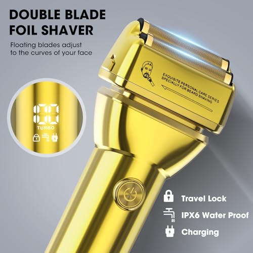 Professional Hair Clippers for Men, Barber Clippers and Trimmers Set, Foil Shavers for Men, 4 in 1 Cordless Hair Clippers Set Hair Cutting Kit Barber kit with LED Display