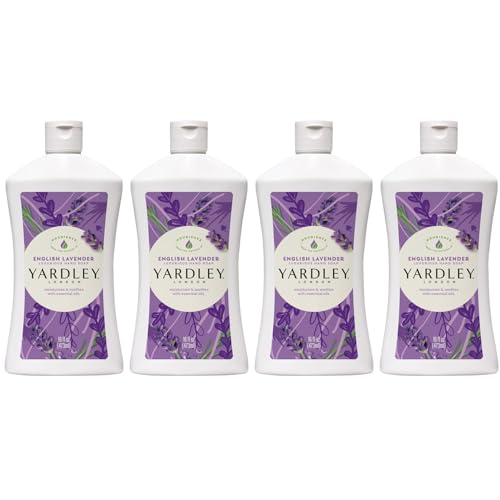 Yardley London English Lavender Liquid Hand Soap Refill 16 oz Bottles, 4 Pack ? Moisturizing Hand Wash with Soothing Lavender Scent