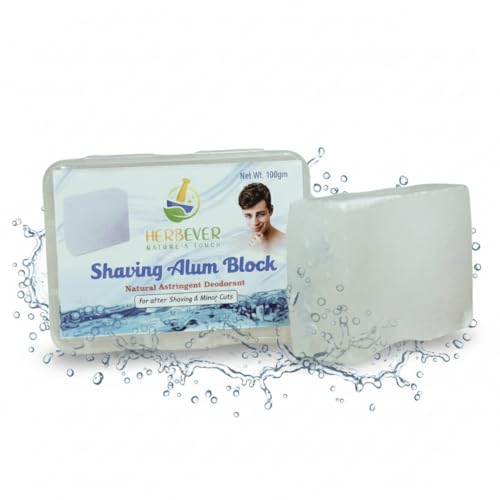 Aftershave Alum Block ? Natural Unscented Shaving Stone for Men, Post-Shave Care for Sensitive Skin, Travel-Friendly with Durable Plastic Case & Hanging Option (100 g / 3.5 oz)