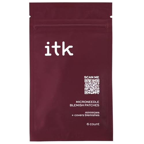 ITK Microneedle Blemish Pimple Patches with Aloe Vera - Blemish Spot Treatment - Reduces Appearance of Blemishes + Dark Spots - Soothes + Heals Skin - Oil-Free for All Skin Types - 6 Count Packet
