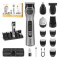 KEMEI Professions Beard Trimmer for Men Cordless IPX6 Waterproof Mens Beard Trimmer for Night Lighting Lamp Rechargeable for Nose, Body, Face and Mustache with LED Display Gifts Mens KM-1791