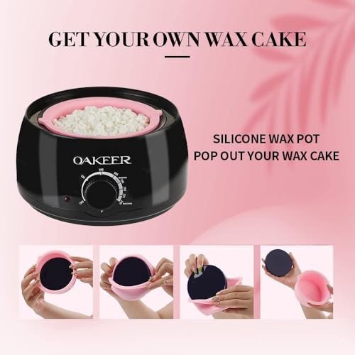 Oakeer Waxing Kit for Women Men, Wax Pot Machine, Wax Warmer for Hair Removal At Home With 6 Bags Beans, Body Waxing For Eyebrows Nose Cheeks Arms Bikinis Legs