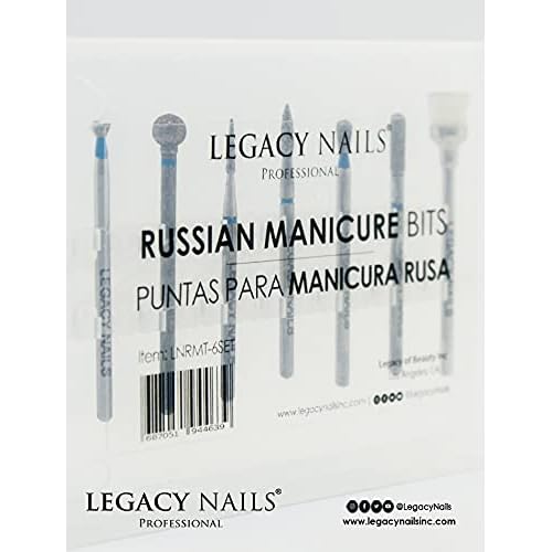 Legacy Nails Professional RUSSIAN MANICURE BITS SET 7 pieces - Ideal For Russian Manicures, Performs Perfectly Around Cuticle Area