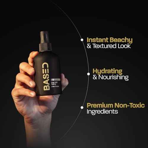 BASED Sea Salt Spray, Natural Finish Sea Salt Spray for Hair, Volumizes & Texturizes, Infused with Kelp & Vitamin B5, Light & Non-Greasy, Paraben, Sulfate, Phthalate Free, 6.8 oz (Pack of 1)