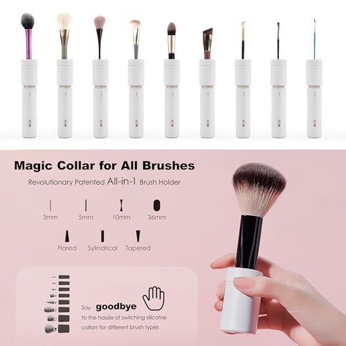 Electric Makeup Brush Cleaner & Dryer Machine, Upgraded Patented Universal Collar Fits 99% of Brush Shapes, Deep Clean & Quick Dry, Rechargeable & Portable for Travel & Home Use, Gift