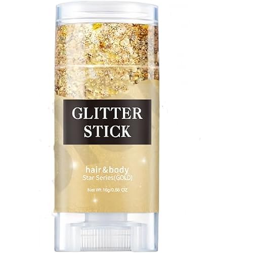 Body Glitter Stick 11 Colors Holographic Mermaid Sequins Chunky Face Glitter Stick Singer Concerts or Music Festival Rave Glitters Makeup for Face/Body/Hair/Eyes/Lip (01 Gold)
