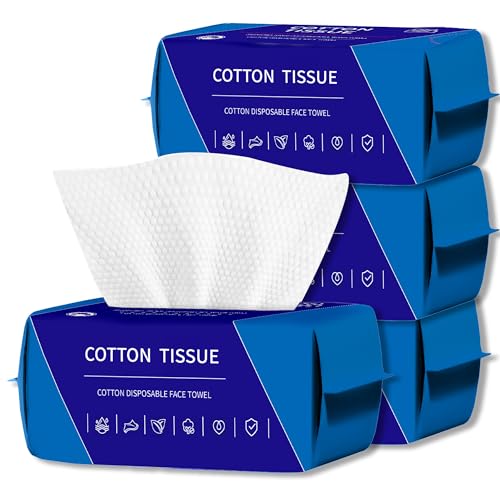 400 Count Disposable Face Towel, Dual-Textured Clean Wipes ? Dry/Wet Use, Ultra-Soft Facial Towels, Lint-Free Face Towel Disposable for Women Cleansing, Makeup, Travel