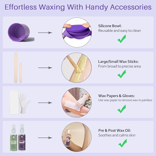 BLITZWAX Brazilian and Bikini Waxing Kit With 2.6lb Lavender and Cream Wax Beads, Hard Wax Warmer for Face, Legs and Body, At Home Hair Removal Kit, Beginner Friendly, Digital Fast Heating