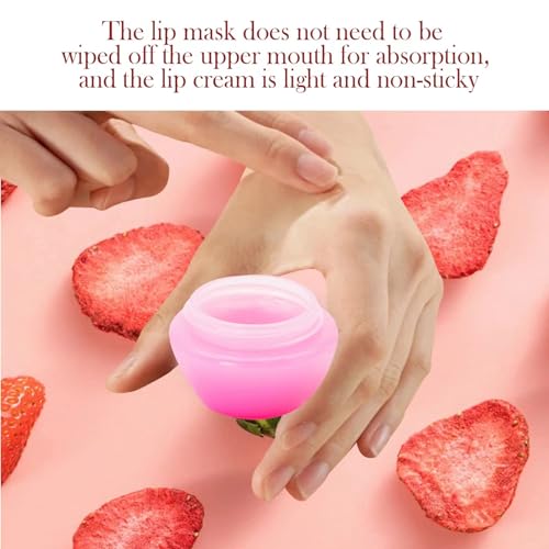 6 Pack Cute Lip Mask Sleeping Overnight for Dry Lips with Coconut Oil and Beeswax -Smoothing Hydrating Softening Plumoing Moisturizing with Small Lip Brush 6 Flavors Valentine's Gift for Women 0.18 Oz