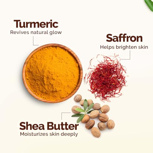 MAMAEARTH Ubtan Moisturizing Body Lotion with Turmeric & Saffron for Glowing Skin 400 ml | 48H Moisturization | Nourishes Dry Skin | 7in1 Total Care | 100% Natural Butter | Non-Greasy Smooth Skin