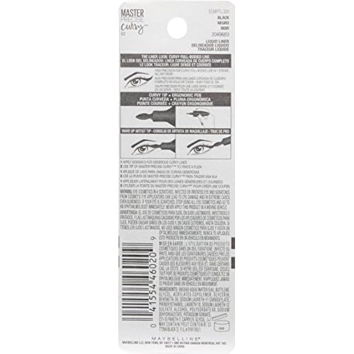 Maybelline New York Master Precise Curvy Liquid Eyeliner, Black, 0.01 oz.