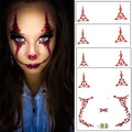 4 Pieces Face Gems Jewels Tattoos for Halloween, Day of the Dead Face Temporary Skull Tattoos Rhinestone Crystal Stones Body Gems Makeup Stickers for Halloween Festival Rave Party Outfit