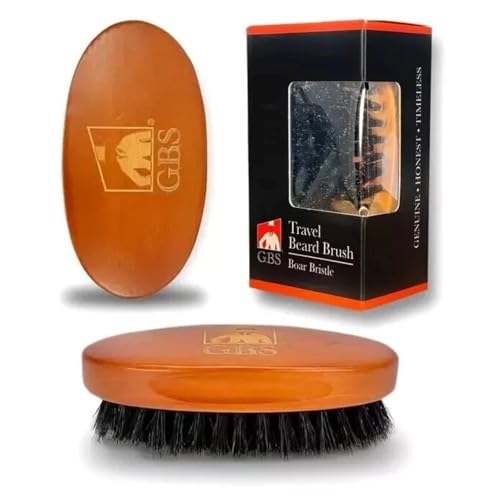G.B.S 100% Natural Boar Bristles Beard Brush - Small Travel Size with Ergonomically Designed Wood Handle - Professional Beard and Mustache Grooming Softens and Untangles Your Beard (3)