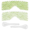 4 Pcs Jade Eye Mask & Skin-Safe Glass Facial Massage Tool, Jade Cooling Mask & Gua Sha Therapy Roller for Skincare Relieve Puffiness, Anti-Aging, Stress Relief