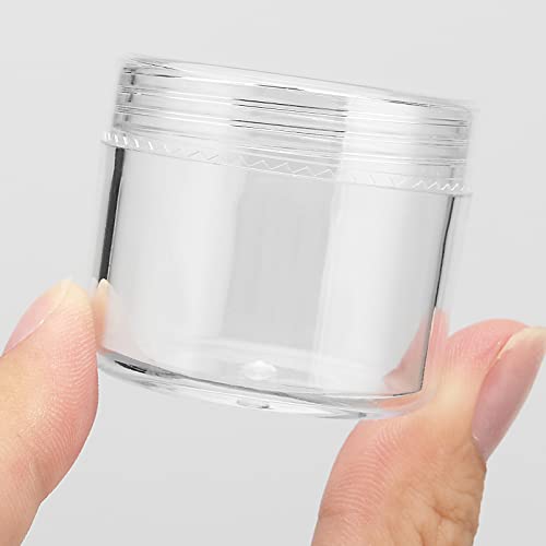 150 Pieces Clear Plastic Sample Containers, 20g Empty Sample Round Cosmetic Jars, Travel Size Cream Cosmetic Container With Lid for Lotions, Creams, Make up