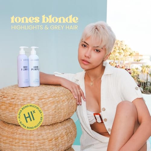 The Beachwaver Co. BRB Blonde Purple Shampoo - Full Size (12 Oz) | Anti-Brass Toning Conditioner w/HiX Vegan Bond Multipliers | Moisturizing, Sulfate-Free Formula for Blonde & Grey Hair