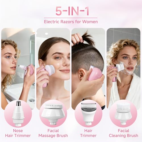 Electric Razors for Women Legs, 5-in-1 Electric Shaver for Women & Body Shaver, Waterproof Wet/Dry 7-Blade Women¡¯s Electric Shaver with Womens Facial Hair Shaver for Lady Face Underarms Public