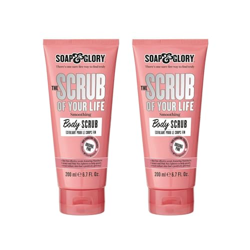 Soap & Glory Original Pink The Scrub Of Your Life Exfoliating Body Scrub - Smoothing & Buffing Vegan Scrub - Rose & Bergamot Body Polish with Shea Butter & Vitamin E (200ml, 2 pack)