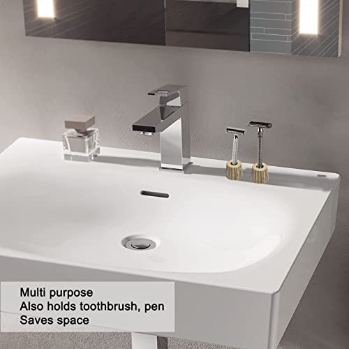 Metal Shaving Stand Base, Lightweight Slip Resistant Save Space Keep Dry Razor Holder, Brush & Toothbrush Pen Stand
