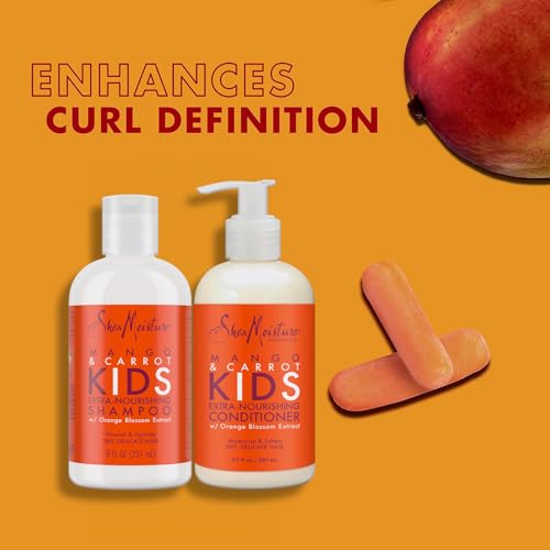 SheaMoisture Kids Mango & Carrot Shampoo and Conditioner Set w/Orange Blossom Extract, Strengthening Hair Products for Kids