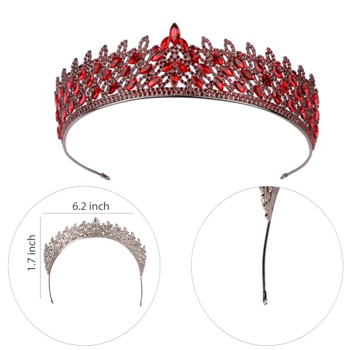LIMELIA Women's Tiara, Crown for Henna Wedding Party | Glitter Hair Accessories for Bridal Birthday Pageant Prom Halloween Costume Christmas Party, Princess Crowns | Leaf Pattern - Burgundy