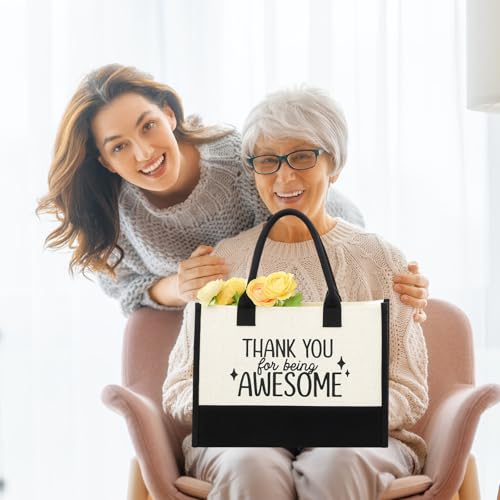 Zopeal 10 Pcs Appreciation Gifts Thank You Gifts Set for Women with Canvas Tote Bag Candle Glass Tumbler Socks Bracelet Makeup Bag for Friend Coworker Teacher Employee Birthday Gift