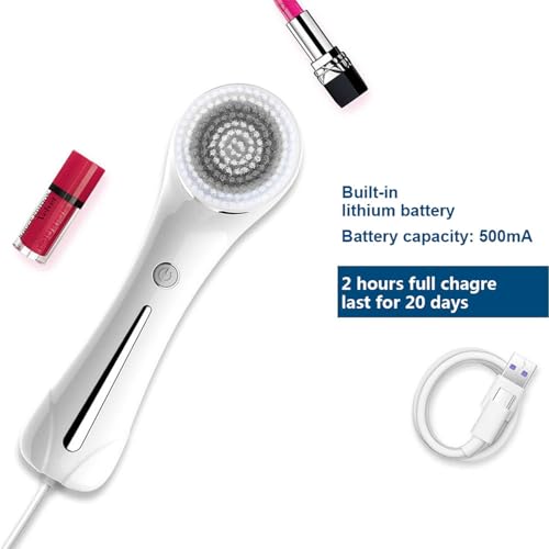 Facial Cleansing Brush, Electric Facial Brush with 4 Different Brush Heads for Deep Cleansing, Gentle Exfoliating, Removing Blackhead and Massaging£¨White£©