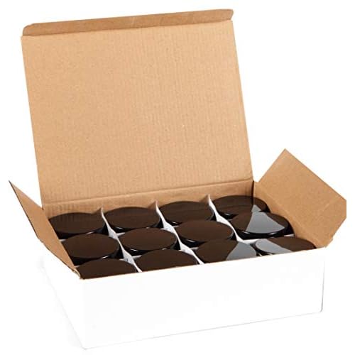 Vivaplex, 12, Cobalt Blue, 2 oz, Round Glass Jars, with Inner Liners and black Lids (Pack of 2)