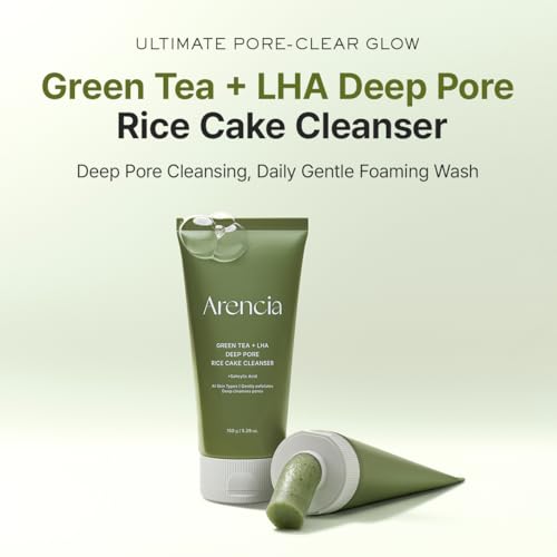 ARENCIA Salicylic Acid, Green Tea + LHA Deep Pore Rice Cake Cleanser ? Deep Pore Cleansing, Acne Face Wash, Blackhead Remover, 5.07 fl oz