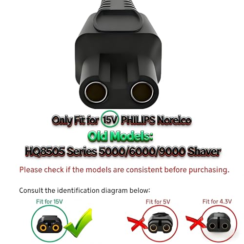 15V Charger Cord Compatible with Philips Norelco HQ8505 Shaver Razor, JDHAVMOS.