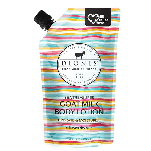 Dionis Sea Treasures Goat Milk Body Lotion Refill Pouch & Skincare Scented Lotion, Sea Treasures 8.5 oz