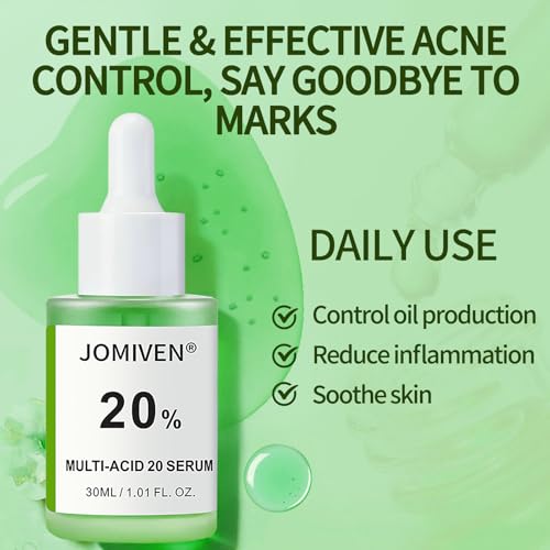 Multi-Acid 20% Serum ? 10% Azelaic Acid + 3% Tranexamic Acid + 5% Zinc PCA + 2% Salicylic Acid,Targets Blemishes & Breakouts,Ideal for Acne-Prone & Uneven Skin