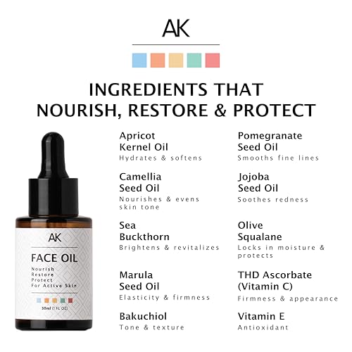 High-Performance Face Oil | Anti-Aging Recovery Serum | Bakuchiol + Vitamin C | Hydrates, Firms & Protects | For Active Lifestyles & Healthy Aging | Men & Women | 1 FL OZ