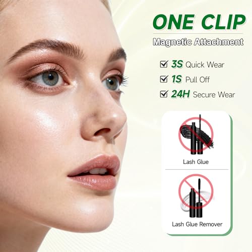 Magnetic Eyelashes with Applicator ? No Glue or Eyeliner Needed, Reusable Natural Look Lashes, Lightweight & Comfortable, Easy to Apply and Remove