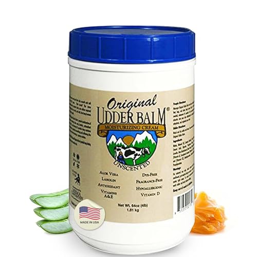 Original Udder Balm Unscented Tub - Made in USA - Hypoallergenic, Dry Skin Relief for Hands, Feet & Face, Moisturizer for Sensitive, Cracked Dry Skin, 64 Fl Oz