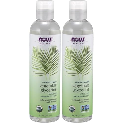 NOW Foods Solutions,Organic Vegetable Glycerin Oil,100% Pure,Softening and Moisturizing Multi-Purpose Skin Care,8-Ounce,(Pack of 2)