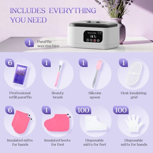 Paraffin Wax Machine for Hands and Feet?Paraffin Wax Warmer with Auto-Timer and Keep Warm Mode, Paraffin Wax Bath Moisturizing Kit for Arthritis, Skin Hydration, Relax Muscles-White