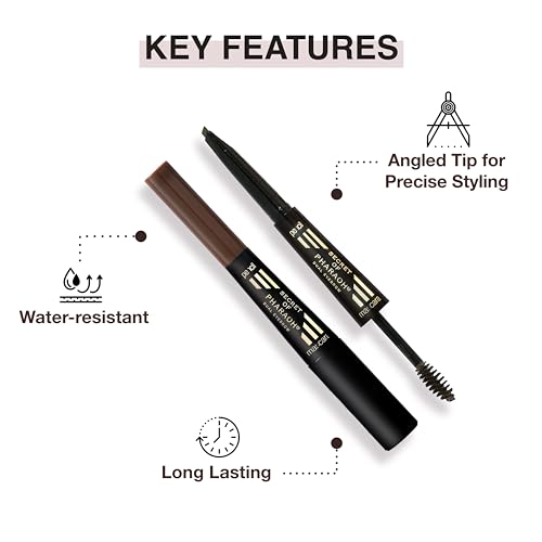 EBIN NEW YORK Secret of Pharaoh Dual Eyebrow Pencil & Mascara Natural Brown | 2-in-1 Brow Pencil & Gel | Water-Resistant, Long-Lasting, Natural Finish | Vegan & Cruelty-Free