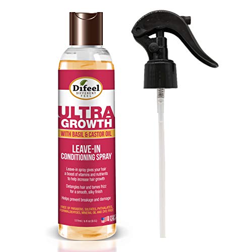 Difeel Ultra Growth Basil & Castor Hair Oil Leave in Conditioning Spray 6 oz.