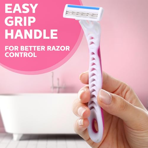 72 Count Women's Disposable Razors Blades Bulk 3 Blade Razors for Women Disposable Head Razor Sensitive Skin Razor Comfortable Shave for Bathing Hotel Travel