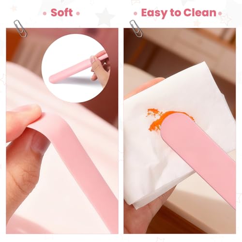 6 Pcs Silicone Stir Sticks and Silicone Wax Spatula Set Reusable Hard Wax Stick for Home Hair Removal Body Care (Pink)