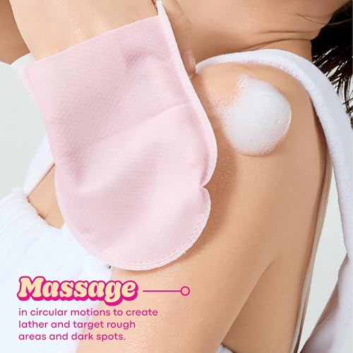 TONYMOLY Plum Bum AHA Exfoliating Bubble Mitt ? Single-Use Korean Body Scrub with Glycolic Acid, Peptides & Plum Extract for Smooth, Refreshed Skin ? 1.2 oz (Pack of 2)