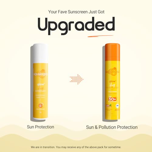 Aqualogica Glow+ Dewy Face Sunscreen with SPF 50+ & PA+++ | Blue Light Protection & No White Cast | Helps Give Glowing Skin with Papaya & Vitamin C | 1.76 Oz/50g